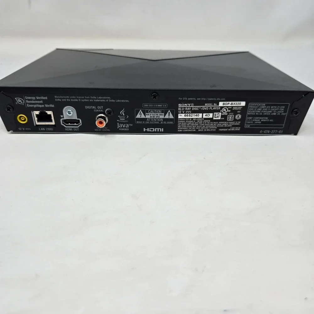 Sony BDP-BX320 Blu-ray DVD Player Built-in WiFi Streaming Netflix HDMI Black